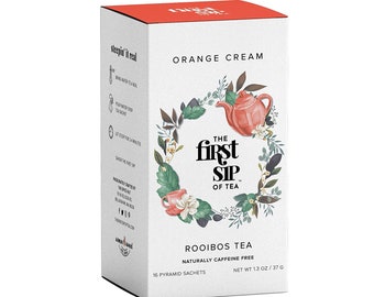 Organic Orange Cream Rooibos, 16 Tea Bag, Caffeine Free Orange Vanilla Antioxidant Tea, Delicious Iced Tea | Plastic-Free Tea Bags