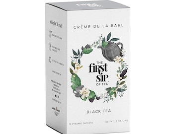 Organic Creme De La Earl, Earl Grey Cream Black Tea, 16 Tea Bags, Vanilla Earl Grey with Bergamot, Creamy Earl Grey | Plastic-Free Tea Bags