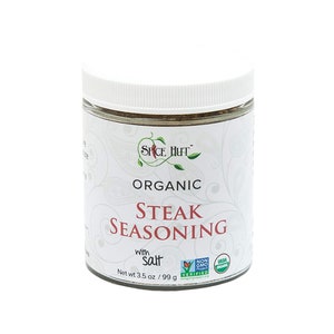 Organic Steak Seasoning, Contains Salt, 3.5oz Jar | Prime Rib Spice & Steak Dry Rub, BBQ Seasoning, Spicy Beef Seasoning