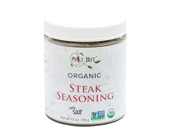 Condimento orgánico para bistec, contiene sal, frasco de 3,5 oz / condimento seco para bistec y costillas de primera, condimento para barbacoa, condimento picante para carne de res