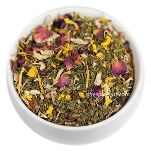 Mystic Mint Herbal Tea, Loose Leaf Herbal Tea - Peppermint, Rose Petals, Ginger - Caffeine Free, Tummy Calming Stomach Soothing Herbal Tea