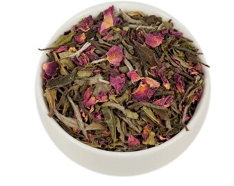 Rose White Tea Blend, Premium Loose Leaf White Tea, Low Caffeine | Delicate & Smooth White Tea with Dried Rose Petals, White Iced Tea