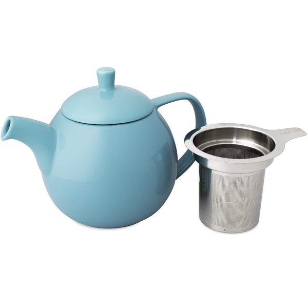 Small Teapot with Infuser ( 6 different colors ) 24 oz  | Easy make tea | Tea pot | FORLIFE | High-fired Ceramic
