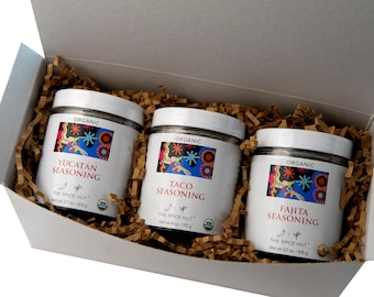 Flavors of Latin America | Spice Pack | 3 Spice Blends in Glass Jars, Contains Salt - Fajita Seasoning, Yucatan Spice, Taco Seasoning