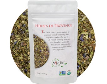 Erbe di Provenza biologiche gourmet, senza sale, 1 oz / Condimento alle erbe provenzali francesi, condimento alle erbe essiccate, miscela di spezie con lavanda