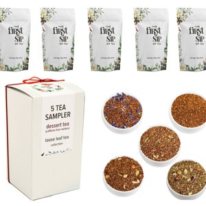 Rooibos Tea Sampler Pack - 5 Loose Leaf Teas, Caffeine-Free | Gift for Tea Lovers, Caffeine-Free Healthy Tea Sampler Gift Pack - Iced Tea