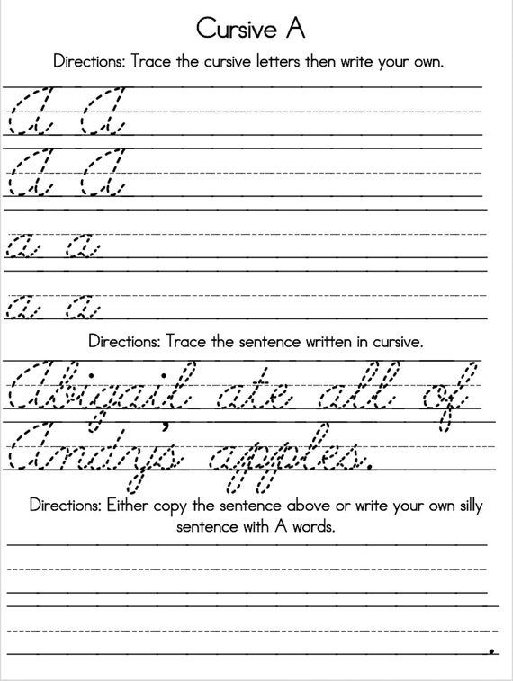 Cursive Handwriting Book - DIGITAL COPY