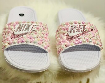 glitter nike slides