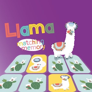 Llama Memory Card Game, Digital Download