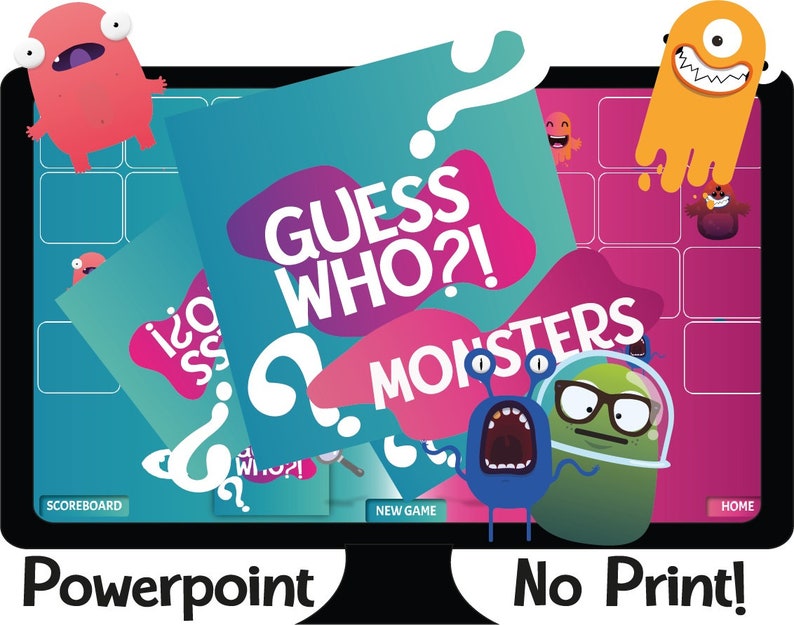 Guess Who Funny Monsters Interactive and Animated Powerpoint | Etsy