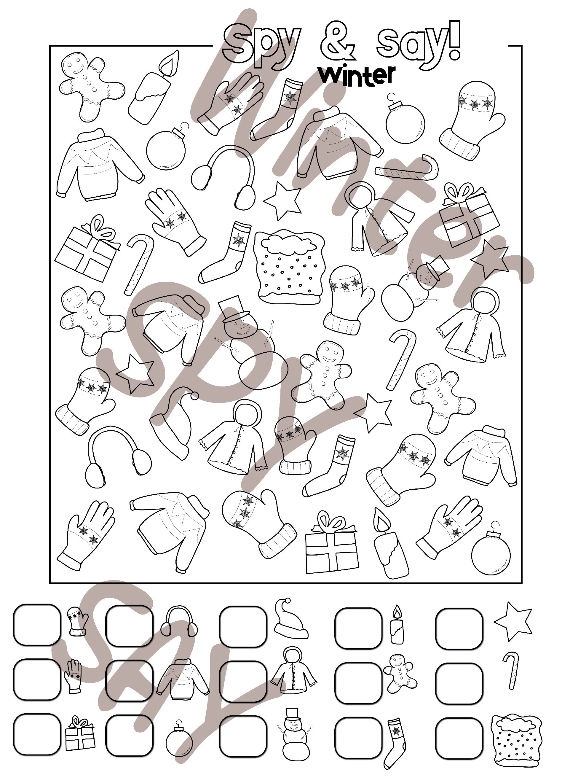 Winter Spy Counting and Coloring printable for Kids Digital - Etsy España