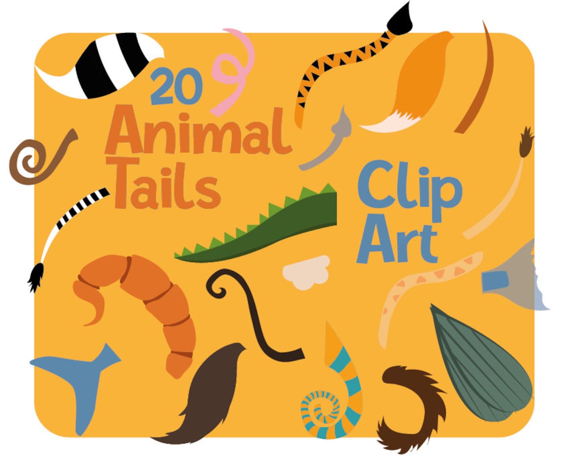 Animal Tails Clipart 20 Animal Tails Clip Art in PNG File No Borders Etsy