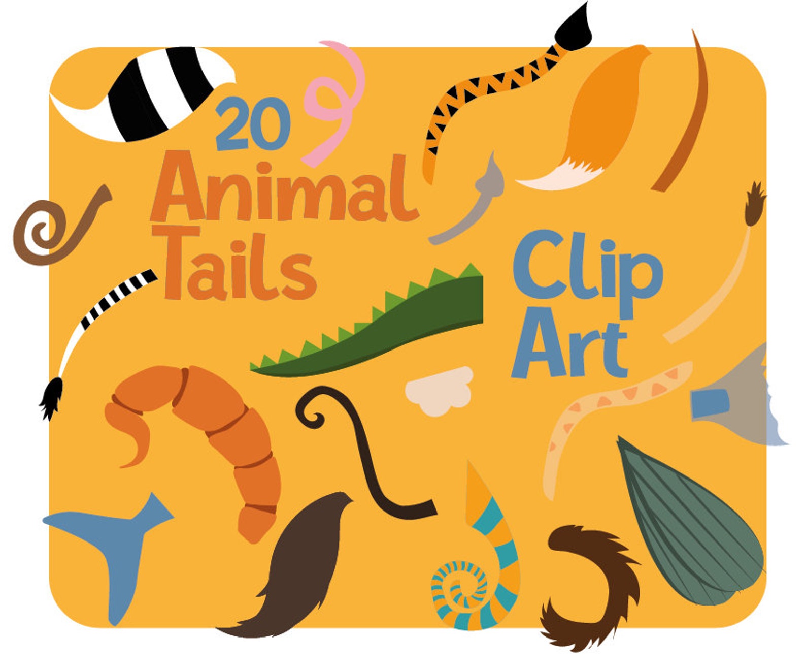 Animal Tails Clipart 20 Animal Tails Clip Art in PNG File No Borders Etsy