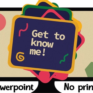 Maak kennis met mij Interactieve Powerpoint Presentatie met 20 gespreksstarters, ijsbrekers of schrijfprompts voor kinderen