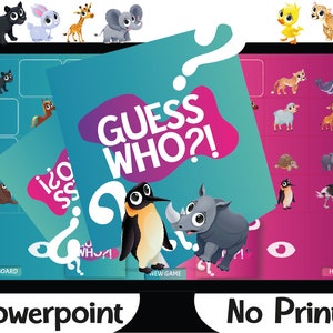 Guess Who Animals, Interactive and Animated Powerpoint Game, Digital Download, virtual speech and language activity!