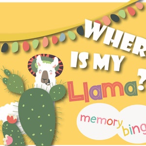 Llama Bingo Matching Card Game, Digital Download