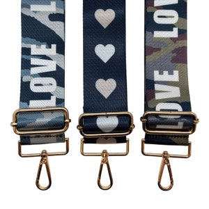 Camo & Love Purse Straps | Game Day | Crossbody | Guitar | Messenger | Bag | Adjustable | Shoulder Strap