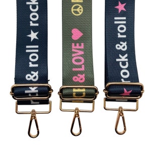 Peace, Love & Rock Roll Purse Straps | Game Day | Crossbody | Guitar | Messenger | Bag | Adjustable | Shoulder Strap