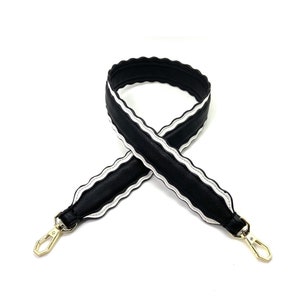 Layered Wave Purse Strap - Black & White