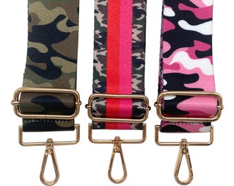 Just Camo  & JC Stripe Purse Straps | Game Day | Crossbody | Guitar | Messenger | Bag | Adjustable | Shoulder