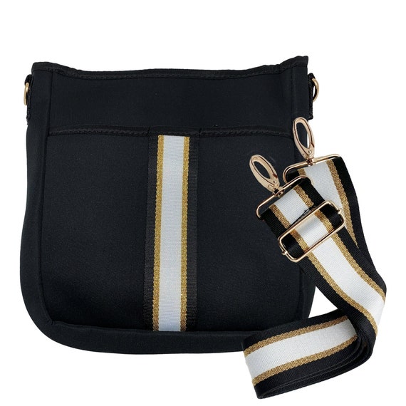 black neoprene crossbody bag