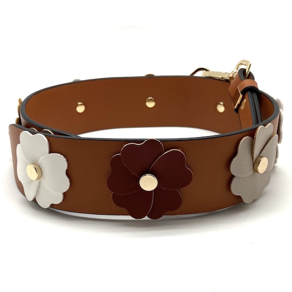 Flower Purse Strap Saddle brown Etsy