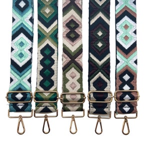 Woven Canvas Purse Strap Greens | Gameday | Crossbody | Guitar | Messenger | Bag | Adjustable | Shoulder