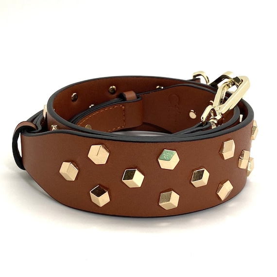 Saddle Brown Purse Strap With Rivets 