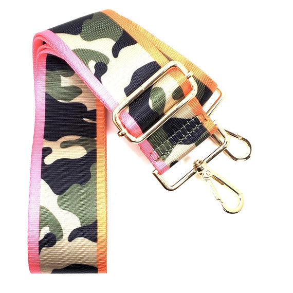 camouflage purse with pink stripe