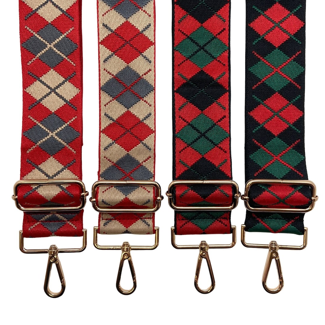 Canvas Purse Strap Argyle Print Gameday Crossbody Guitar Messenger Bag