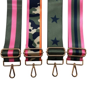 Olive & Pink Purse Strap | Game Day | Crossbody | Guitar | Messenger | Bag | Adjustable | Shoulder