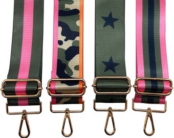Olive & Pink Purse Strap | Game Day | Crossbody | Guitar | Messenger | Bag | Adjustable | Shoulder