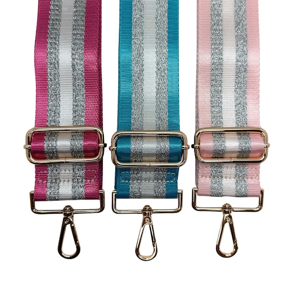Metallic Stripe Woven Straps in Colors /Ribbon Purse Strap | Game Day | Crossbody | Guitar | Messenger | Bag | Adjustable | Shoulder