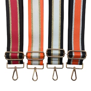Metallic Stripe Purse Strap | Game Day | Crossbody | Guitar | Messenger | Bag | Adjustable | Shoulder