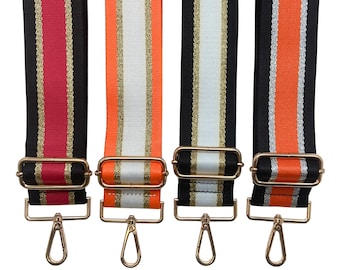 Metallic Stripe Purse Strap | Game Day | Crossbody | Guitar | Messenger | Bag | Adjustable | Shoulder