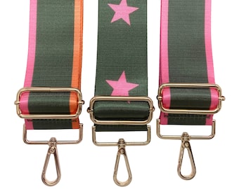 Pink & Green Purse Straps | Game Day | Crossbody | Guitar | Messenger | Bag | Adjustable | Shoulder