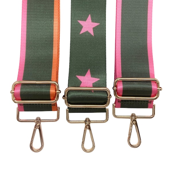 Pink & Green Purse Straps | Game Day | Crossbody | Guitar | Messenger | Bag | Adjustable | Shoulder