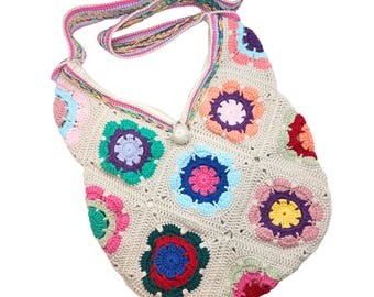 Crocheted Colorful Crossbody Bag