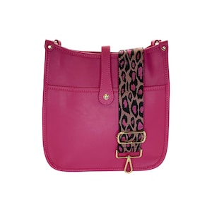 Veganer Messenger | Wählen Sie Ihr Armband | Vegane Handtasche | Umhängetasche | Verstellbarer Riemen | Gitarrengurt | Beerenrosa Tasche (2)