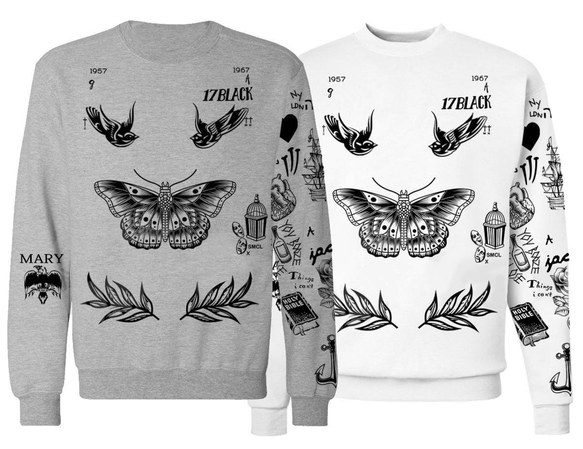 Styles Tattoo Sweatshirt In White Or Gray Etsy