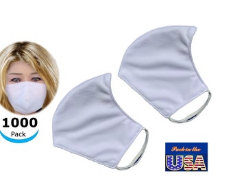 USA Pack of 1000 Washable Cloth face covering mask white Unisex Large size Product Dimension 13x6"