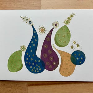 Wenskaart - "Space" - 5 "x 7" - Gicléeprint - Archiefdruk van originele aquarelkunst - Kaart voor feest - blanco binnenkant