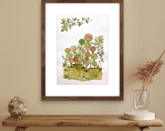 Giclée Art Print- “Calm in the Forest”- Archival Print of Original Watercolor Art - Modern Art Print- Abstract Print -Wall Art- Nature-Trees
