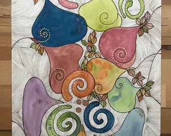 Giclée Art Print- “Carnival”- Archival Print of Original Watercolor Art - Modern Art Print- Abstract Print -Wall Art - Contemporary Art