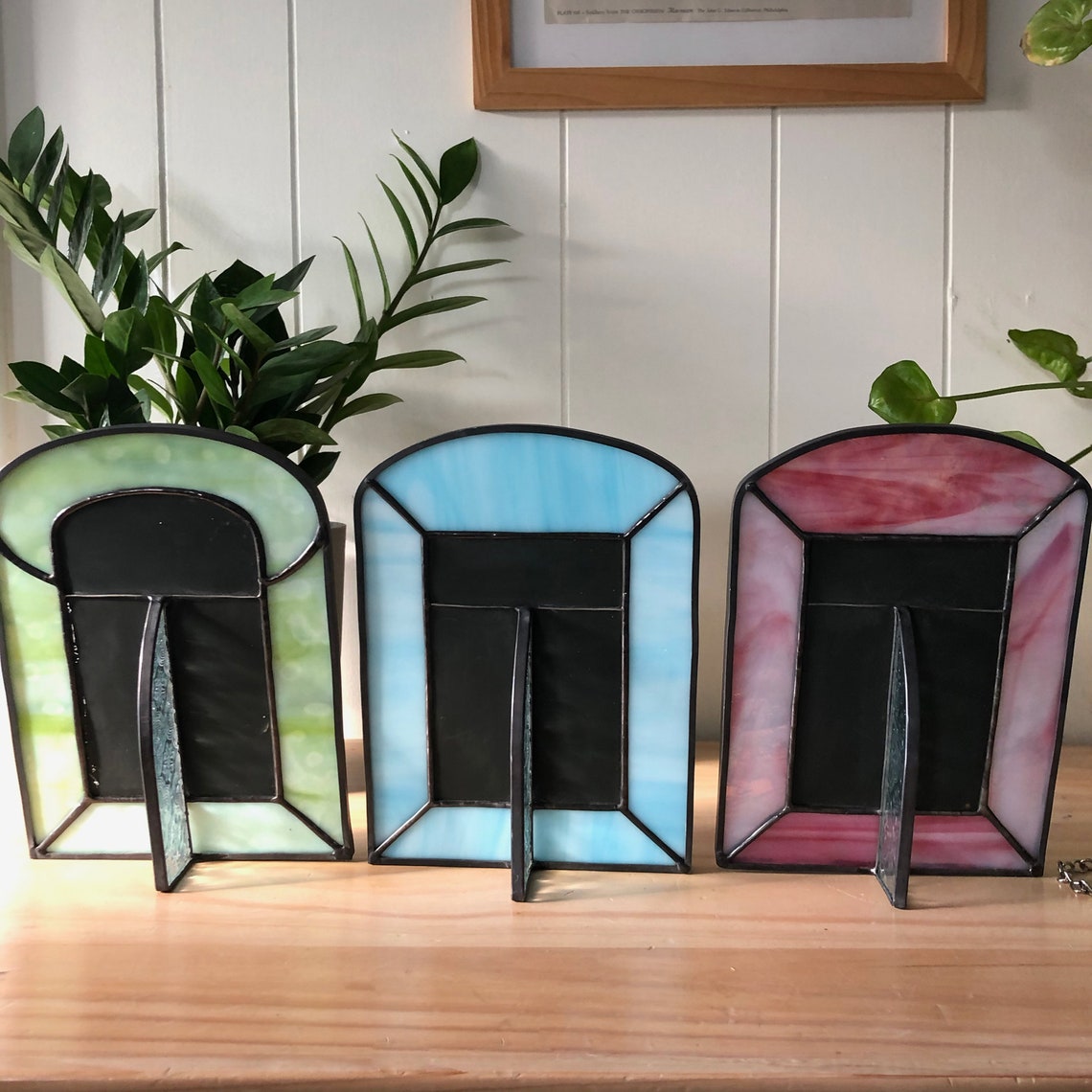 Stained Glass Easel Tabletop Mirror Decor Etsy