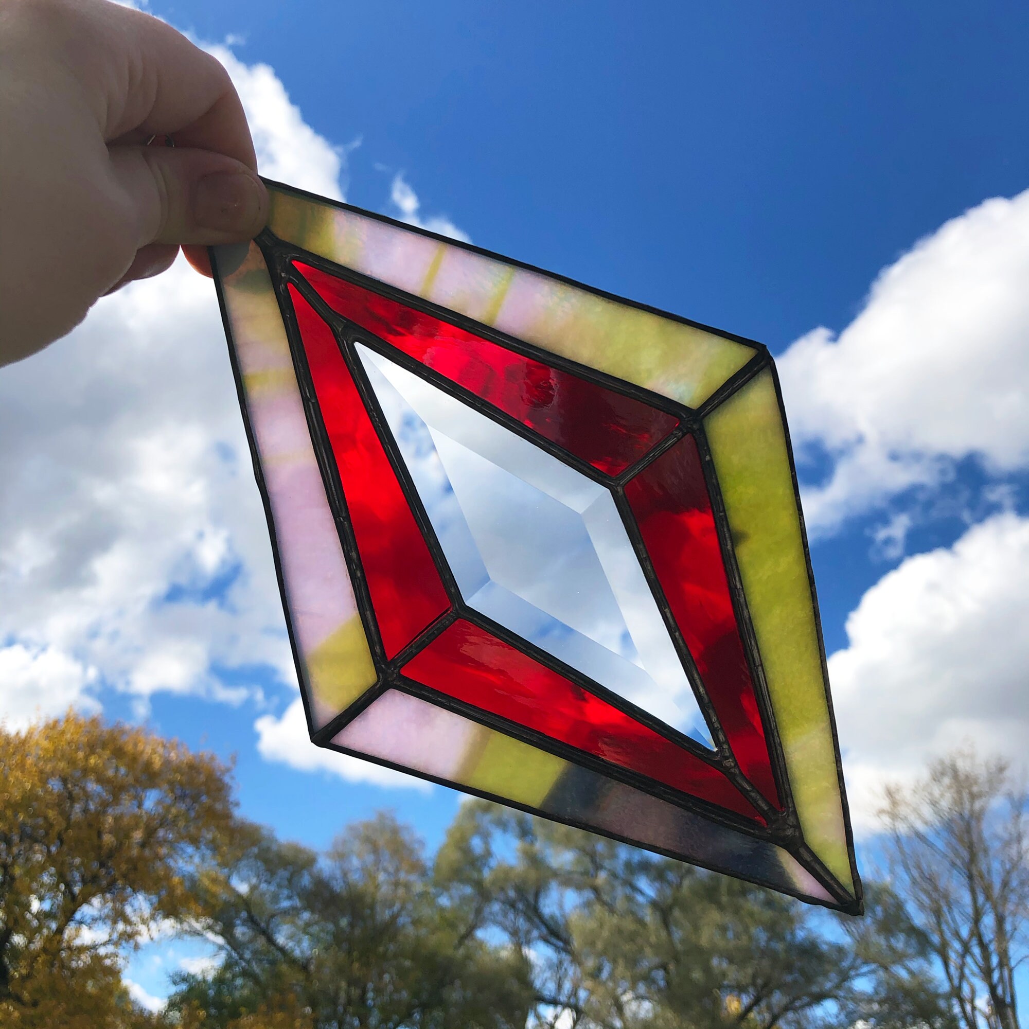 Stained Glass Bevel Kite Suncatcher Etsy