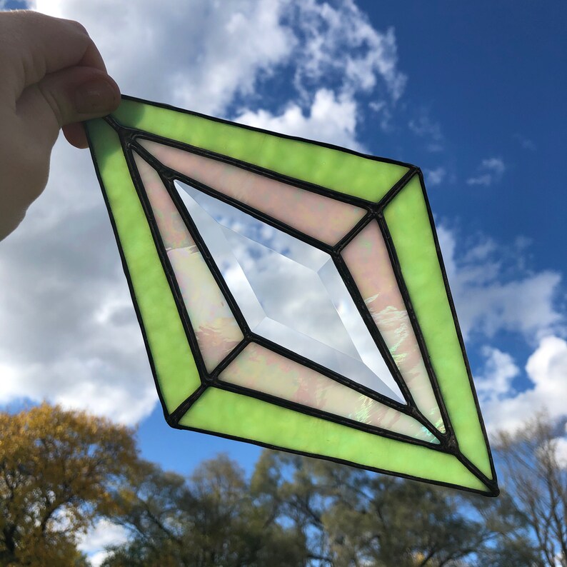 Stained Glass Bevel Kite Suncatcher Etsy