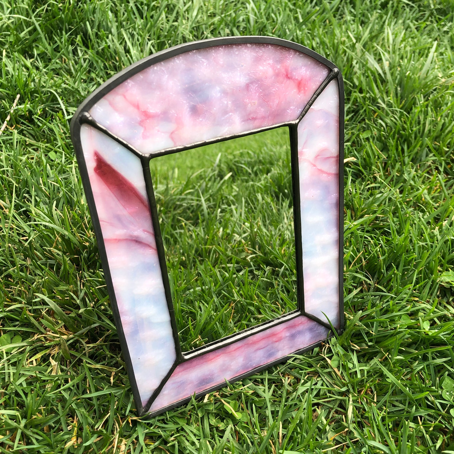 Stained Glass Easel Tabletop Mirror Decor Etsy