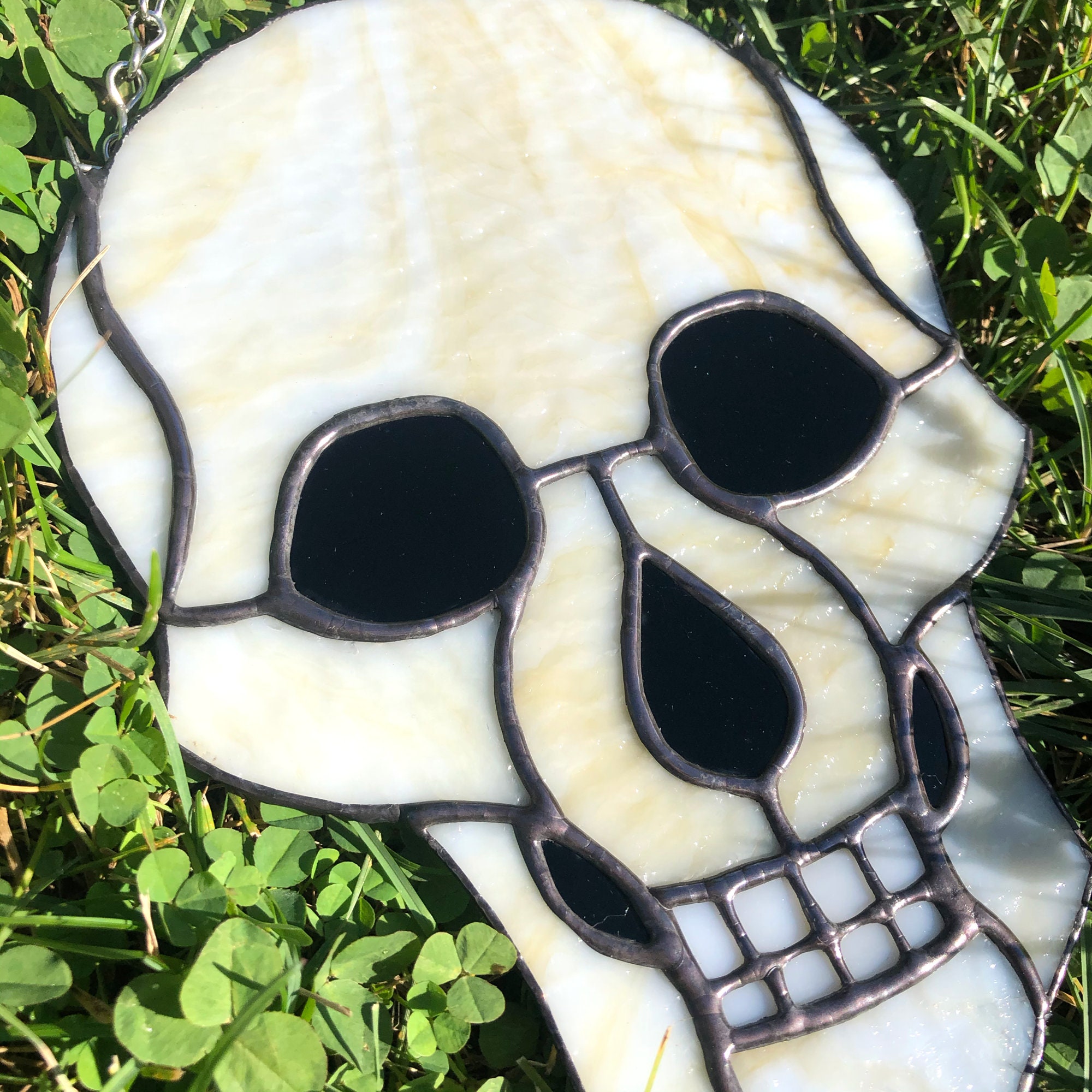 Stained Glass Skull Suncatcher Large Etsy