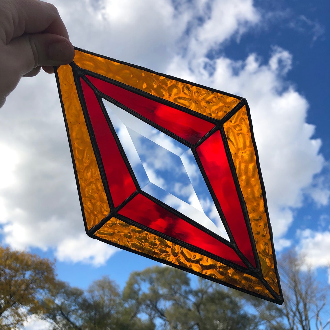 Stained Glass Bevel Kite Suncatcher Etsy